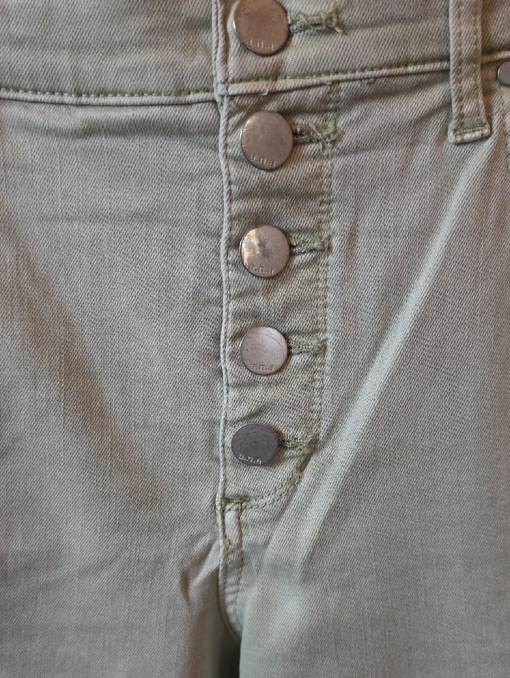 a.n.a Sage Green Skinny Ankle Jeans with Button-Fly - Picture 4 of 5